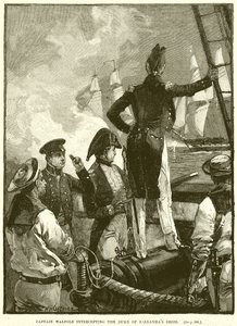 El capitán Walpole interceptando los barcos del duque de Saldanha de English School