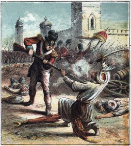 Captura de la ciudad de Seringapatam (o Srirangapatna), capital de Mysore (Maissour) en India por el ejército británico comandado por el duque Arthur Wellesley de Wellington (1769-1852) en 1799. Este evento marcó el final de la guerra anglo-mysore y la dom de English School