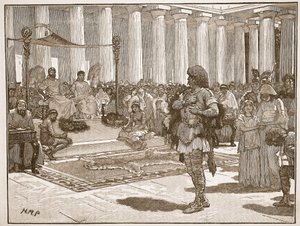 Caractacus ante Claudio, ilustración de Cassells Illustrated History of England de English School