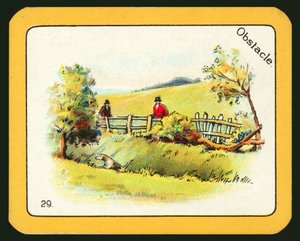 Tarjeta de The Black Cat Greyhound Racing Game (litografía en color) de English School
