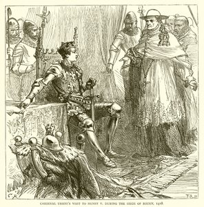 Visita del Cardenal Ursinis a Enrique V durante el sitio de Ruan, 1418 de English School