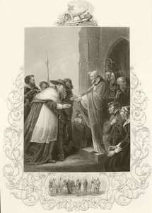 Cardenal Wolsey entrando en la Abadía de Leicester de English School