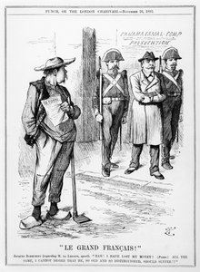 Caricatura del Vizconde Ferdinand Marie de Lesseps (1805-94) de la revista Punch, Londres, 26 de noviembre de 1892