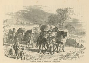 Llevando pan a Londres en caballos de carga