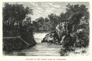 Cascada del Gran Lago en Vincennes (grabado) de English School