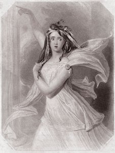 Cassandra (una profetisa) (Troilo y Crésida) - de la Galería de mujeres de Shakespeare, colección de cuarenta y cinco retratos serios por artistas tempranos de Londres, enriquecidos con avisos críticos y literarios, circa 1838 de English School