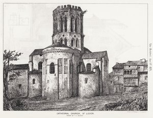 Iglesia catedral, St Lizier (grabado) de English School