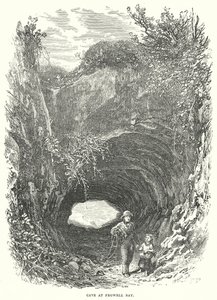 Cueva de Pegwell Bay (grabado) de English School