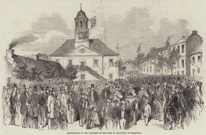 Celebración de la mayoría de edad del Conde de Dalkeith en Sanquhar (grabado) de English School