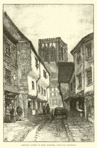 Torre Central de York Minster, desde Old Shambles de English School