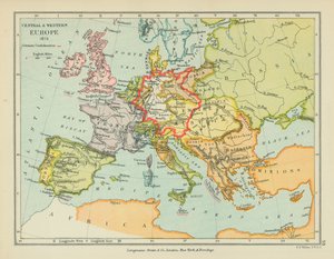 Europa Central y Occidental (litografía en color) de English School
