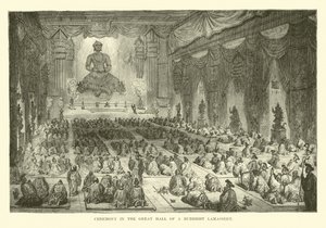 Ceremonia en el Gran Salón de una lamasería budista