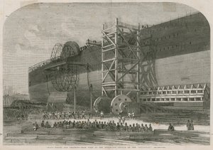 Tambores de cadena y equipo de verificación utilizados en el intento de lanzamiento del Leviathan de English School