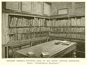 Biblioteca encadenada, fundada en 1715, en la iglesia de Todos los Santos, Hereford