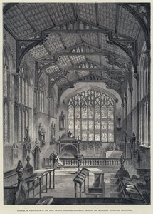 Presbiterio de la Iglesia de la Santísima Trinidad, Stratford-upon-Avon, mostrando el Monumento de William Shakespeare de English School