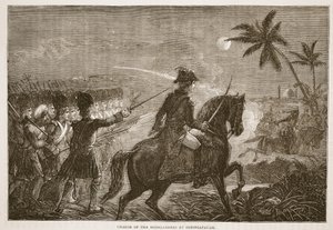 Carga de los Highlanders en Seringapatam, ilustración de Cassells Illustrated History of India de James Grant, pub. 1879
