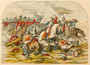 Carga de la caballería en Waterloo de English School