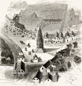 Charing Cross, Londres, en el siglo XVI, c.1865 (grabado en madera) de English School