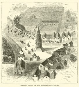 Charing Cross en el siglo XVI (grabado) de English School
