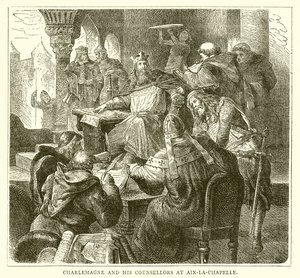 Carlomagno y sus consejeros en Aquisgrán de English School
