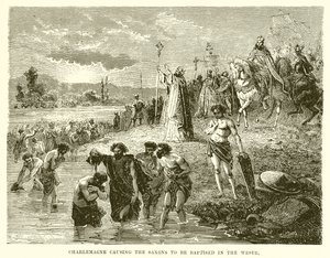 Carlomagno haciendo bautizar a los sajones en el Wester