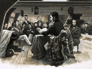 Charles Darwin navega hacia las Islas Galápagos de English School