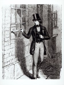 Charles Dickens presentando sus historias de English School