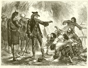 Carlos Eduardo refugiado por los montañeses después de la batalla de Culloden