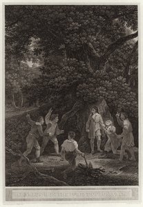 Carlos II en el bosque de Boscobel de English School