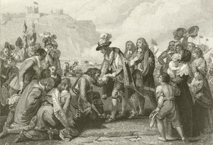 Carlos II desembarcando en Dover de English School