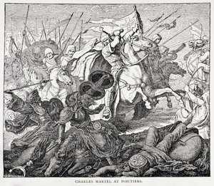 Carlos Martel (c.688-741) en Poictiers, de La historia de Francia, por Emile de Bonnechose, publicado por Ward, Lock and Co, Londres de English School