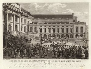Carlos Felipe de Artois fuera de La Cour des Aides en París de English School