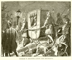 Carlos V escapando a través de las montañas de English School