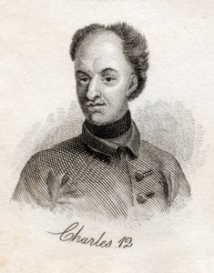 Carlos XII, Rey de Suecia, del Diccionario Histórico de Crabb, publicado en 1825 de English School