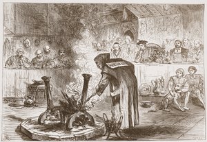 Carlos ve la obra de las máscaras, ilustración de La Historia del Protestantismo de James Aitken Wylie, pub. 1878 de English School