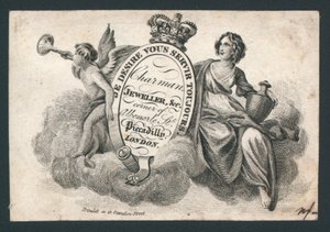Charman, joyero, esquina de Albemarle Street y Piccadilly, tarjeta comercial de English School