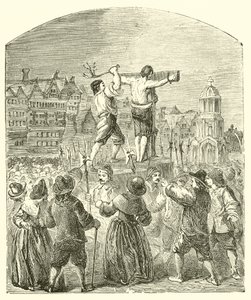 Castigando a un cuáquero en la Cruz de Paul, Cheapside, en tiempos de Oliver Cromwell de English School