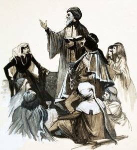 Chaucer recitando su poesía de English School