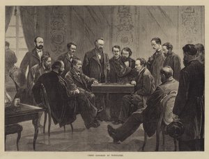 Congreso de ajedrez en Wiesbaden (grabado)