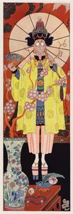Chevalier de Villeclos con traje chino (litografia en color)