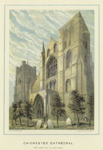 Catedral de Chichester, fachada oeste con la torre del campanario de English School