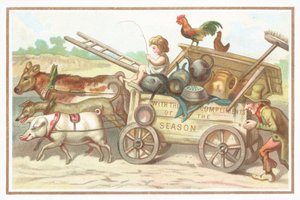 Niño conduciendo un carro, Tarjeta de Navidad