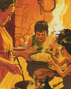 Niños cenando