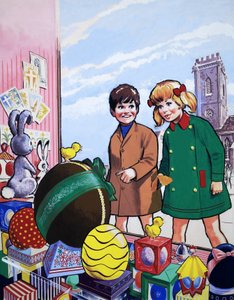 Niños admirando una exhibición de Pascua de English School