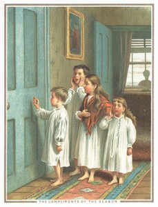 Niños tocando la puerta del dormitorio de English School