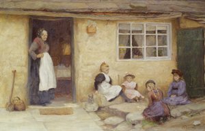Niños Jugando a los Dados junto a una Cabaña de English School