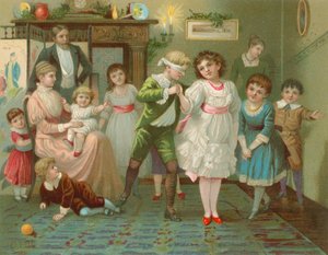 Niños jugando a la gallina ciega en Navidad de English School