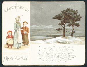 Niños esperando en la nieve, Tarjeta de Año Nuevo de English School