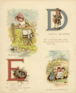 Nombres de niños: Dick el Tamborilero, Dolly, Ellen, Edmund (litografía en color)