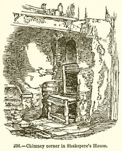 Rincón de la chimenea en la casa de Shakespeare de English School